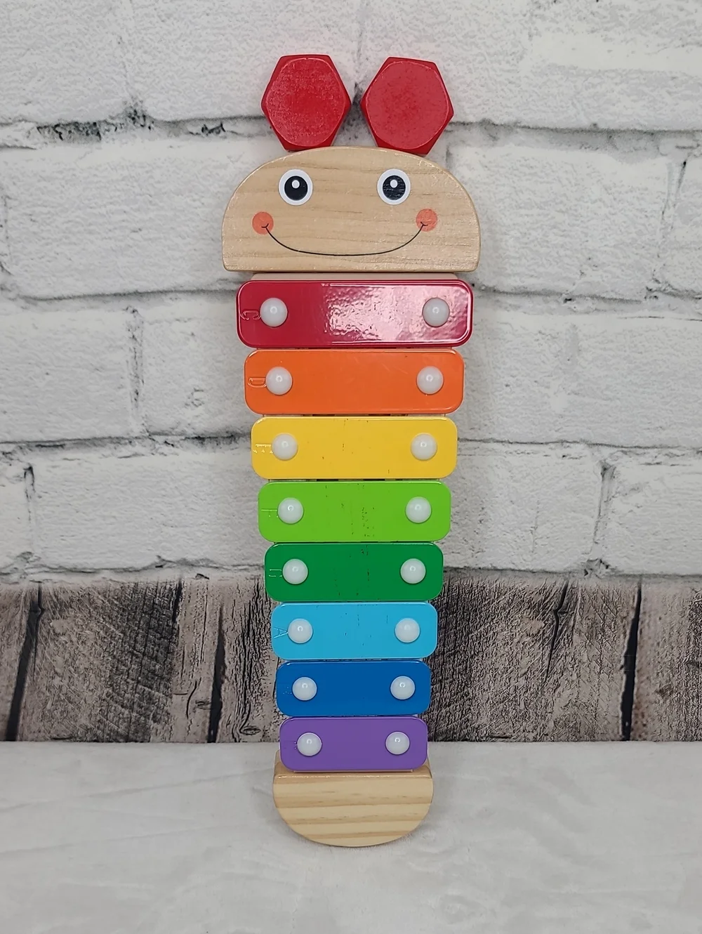 Melissa & Doug Caterpillar Xylophone Musical Toy w/ Wooden Mallets Rainbow Multi